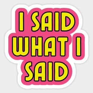 I Said What I Said Sticker